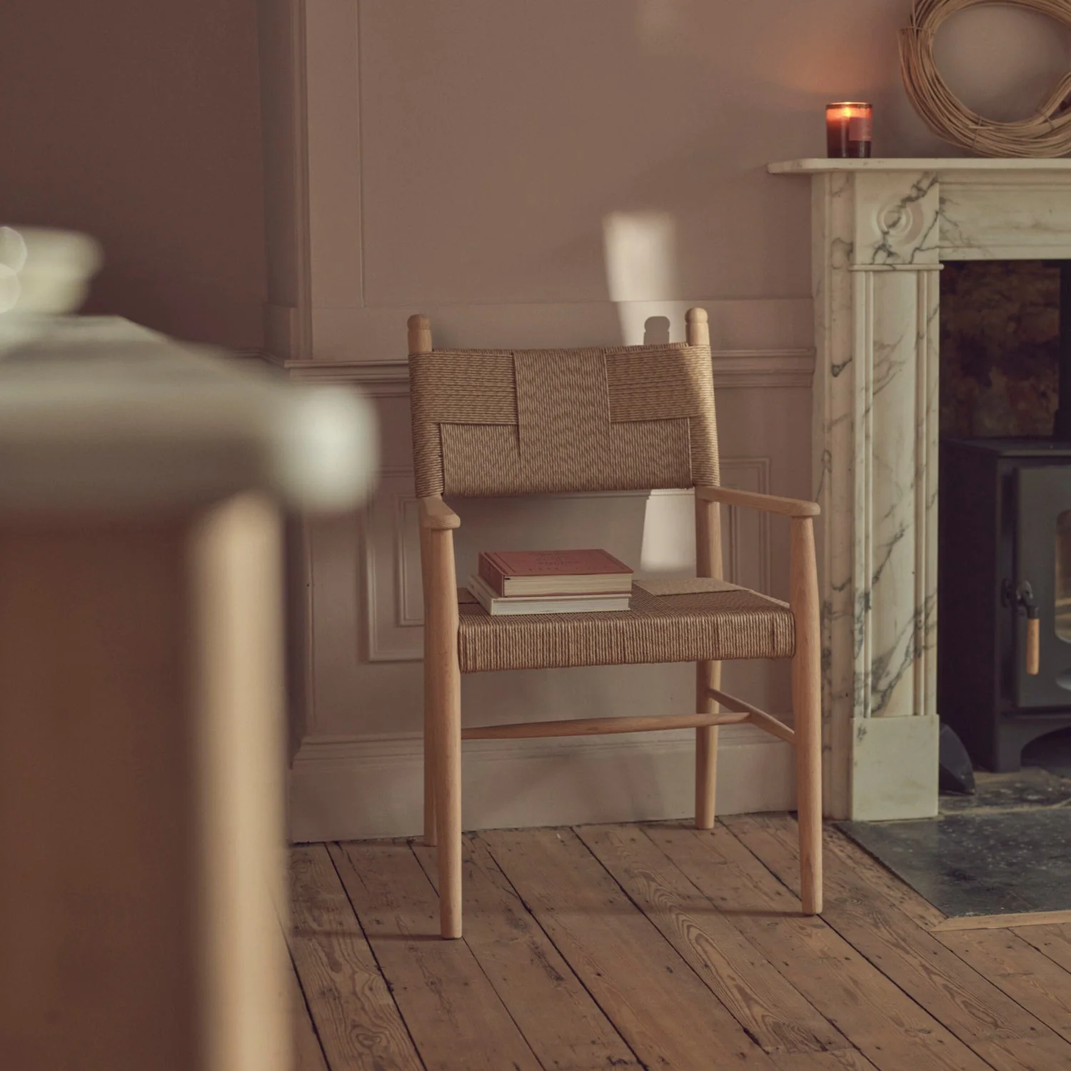Tilbury Oak & Rattan Carver Chair - Image 3