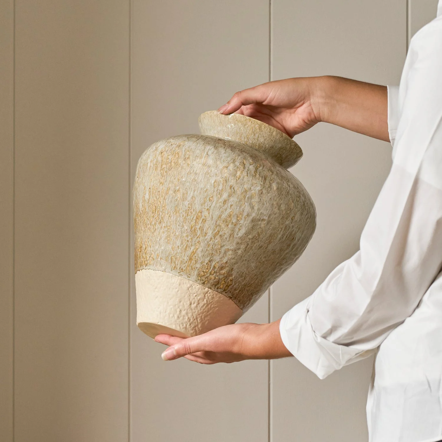 Verwood Ceramic Urn Vase, Beige - Image 3