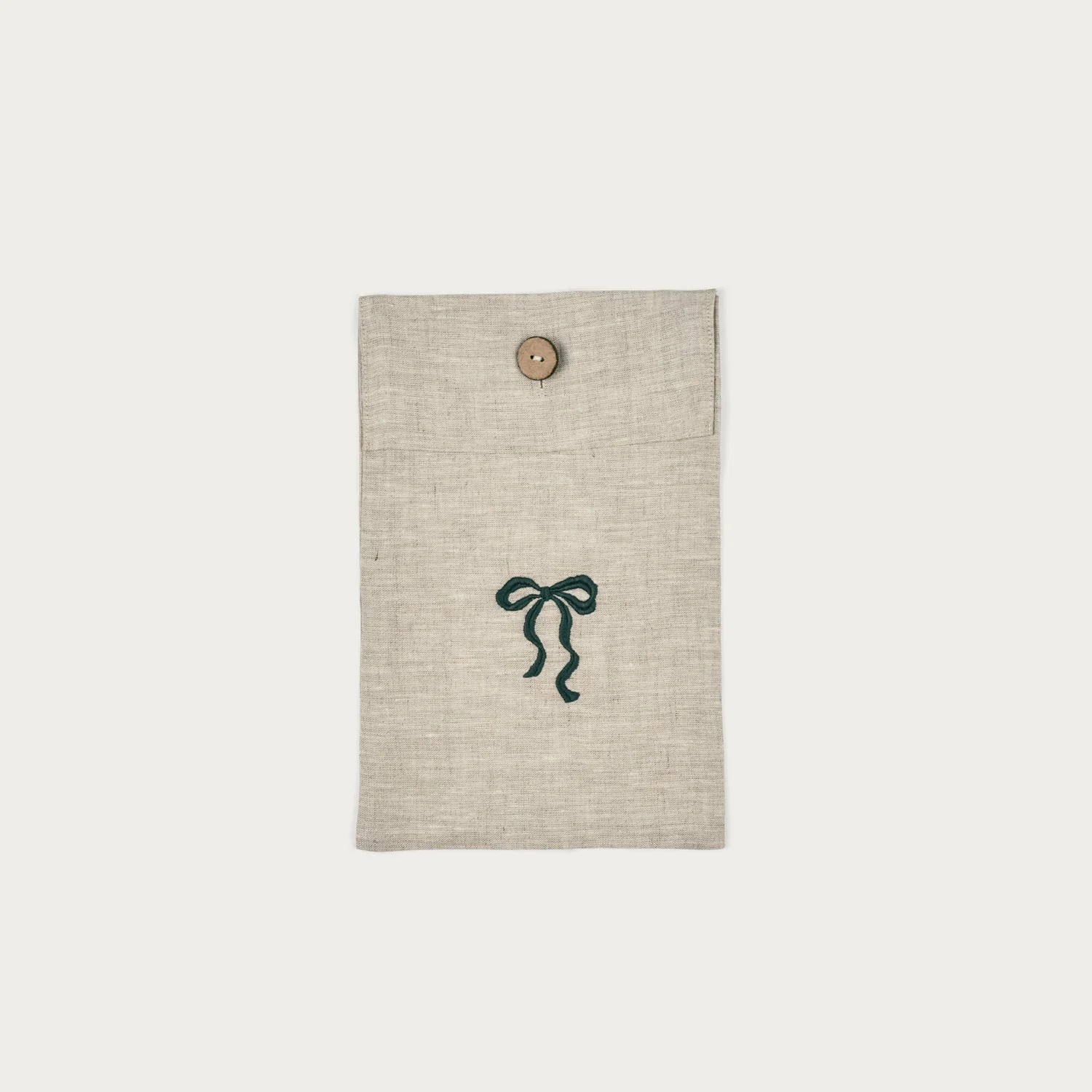 Yuletide Bow Embroidered Napkins, Green - Set of 4 - Image 3