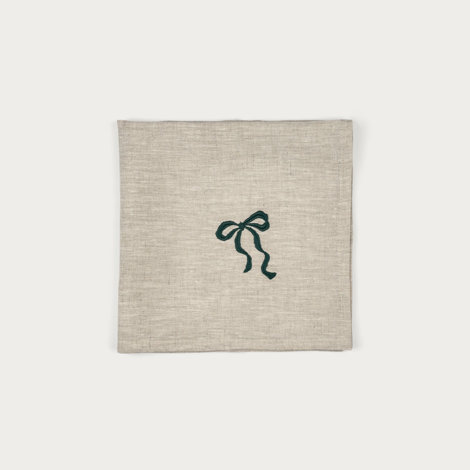 Yuletide Bow Embroidered Napkins, Green - Set of 4 - Image 5